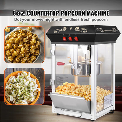 SucceBuy Commercial Popcorn Maker Machine — 850W Countertop Popper with 8oz Kettle, Makes 48 Cups