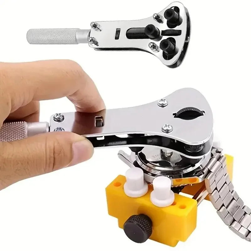 3-Claw Adjustable Watch Case Opener Wrench – Screw Back Repair Tool Kit