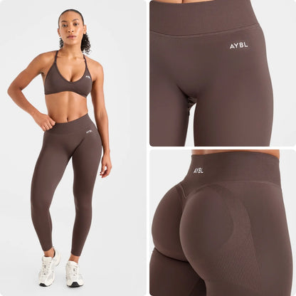 Seamless Scrunch Bum Yoga Leggings for Women – High Stretch Gym Fitness Workout Pants with Low Ribbed Waist Sports Tights