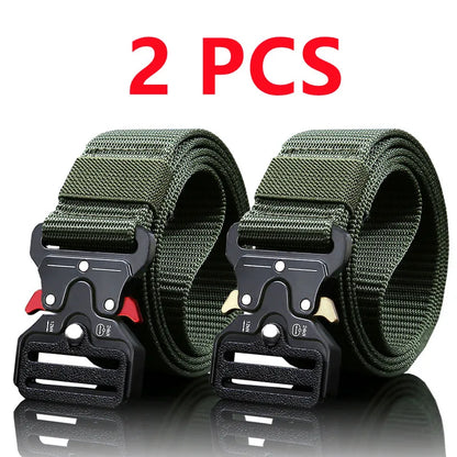 2PCS Men's Tactical Belts – Durable Adjustable Outdoor Hunting & Sports Belt
