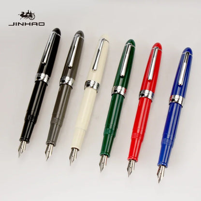 JINHAO 992 Fountain Pen 0.5mm — 12 Color Options, Silver Clip, Student Writing & Office Supplies