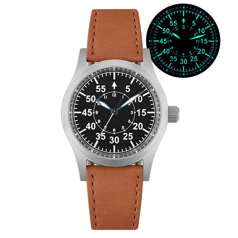Militado ML05 Vintage Quartz Watch 38mm with VH31 Movement, Domed Sapphire Crystal, AR Coating & Luminous Dial