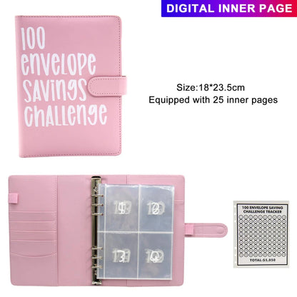 100 Envelope Challenge Binder – Savings Challenge Loose-Leaf Budget Binder with Cash Envelopes, Money Organizer System