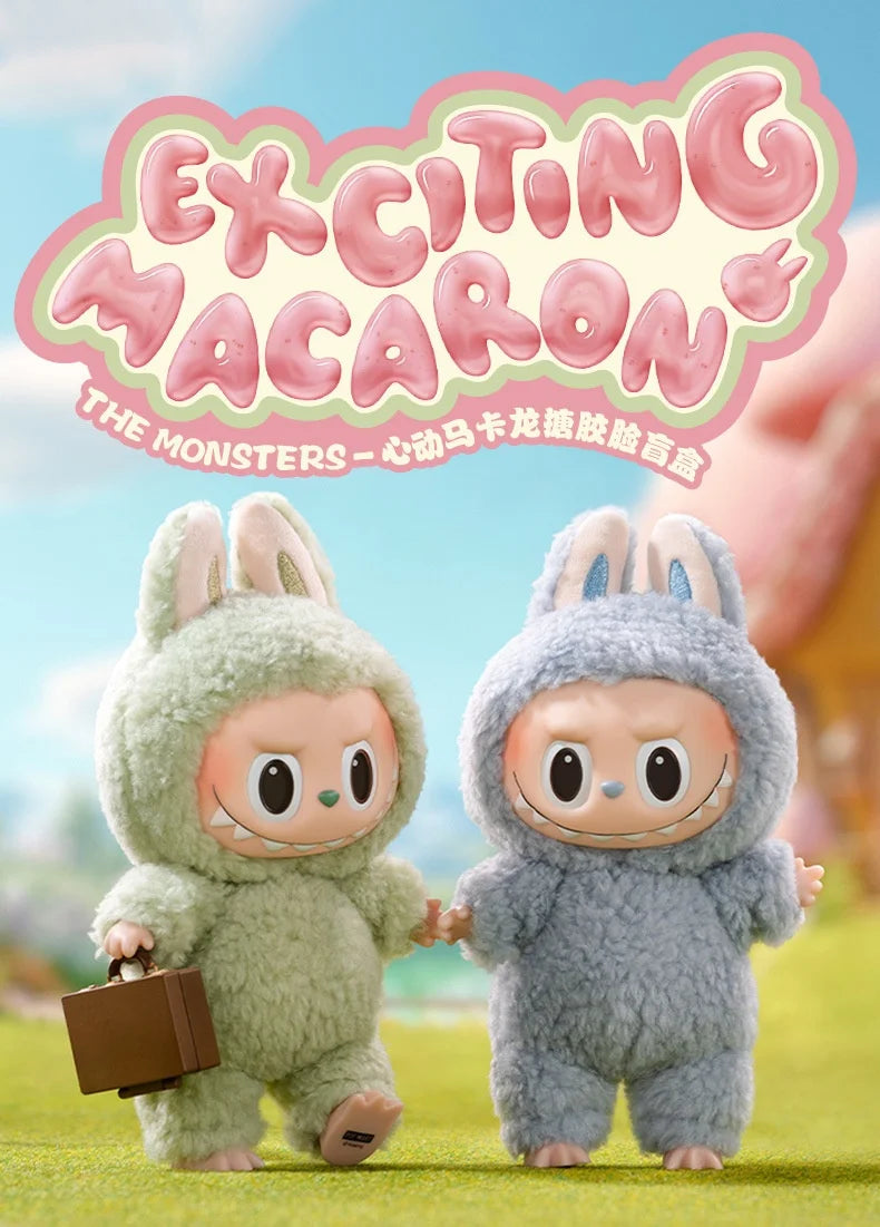 17cm Labubu V1 The Monsters Blind Box - Keychain & Cardiac Macarone Girl Gift with Free Sonny Angel