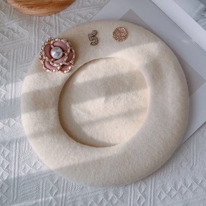 Flower Wool Beret – Winter Hat for Women, Elegant Daily Wear Beret Cap