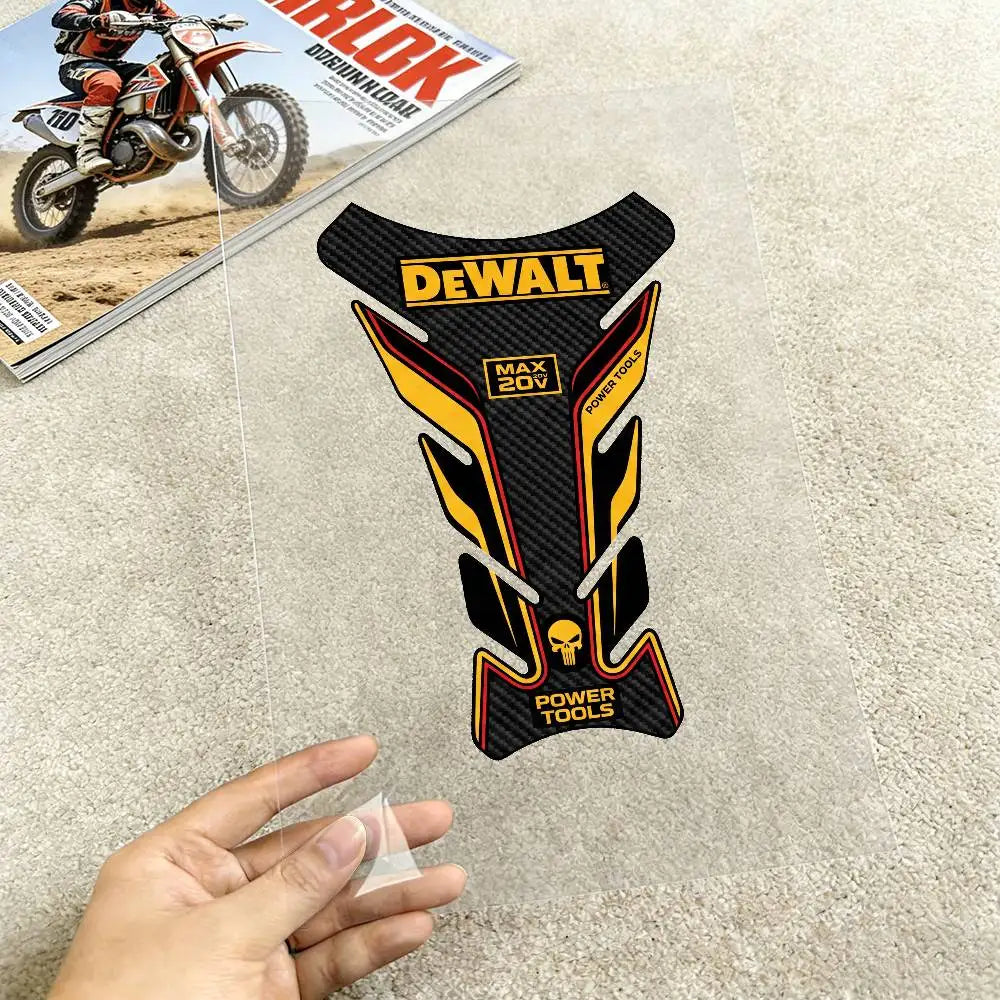DEWALT Motorcycle Fishbone Fuel Tank Sticker - Anti-Slip Tank Pad Decal