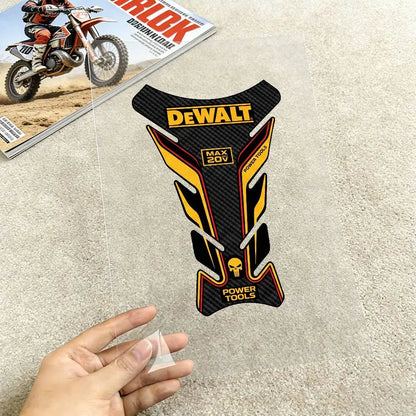 DEWALT Motorcycle Fishbone Fuel Tank Sticker - Anti-Slip Tank Pad Decal