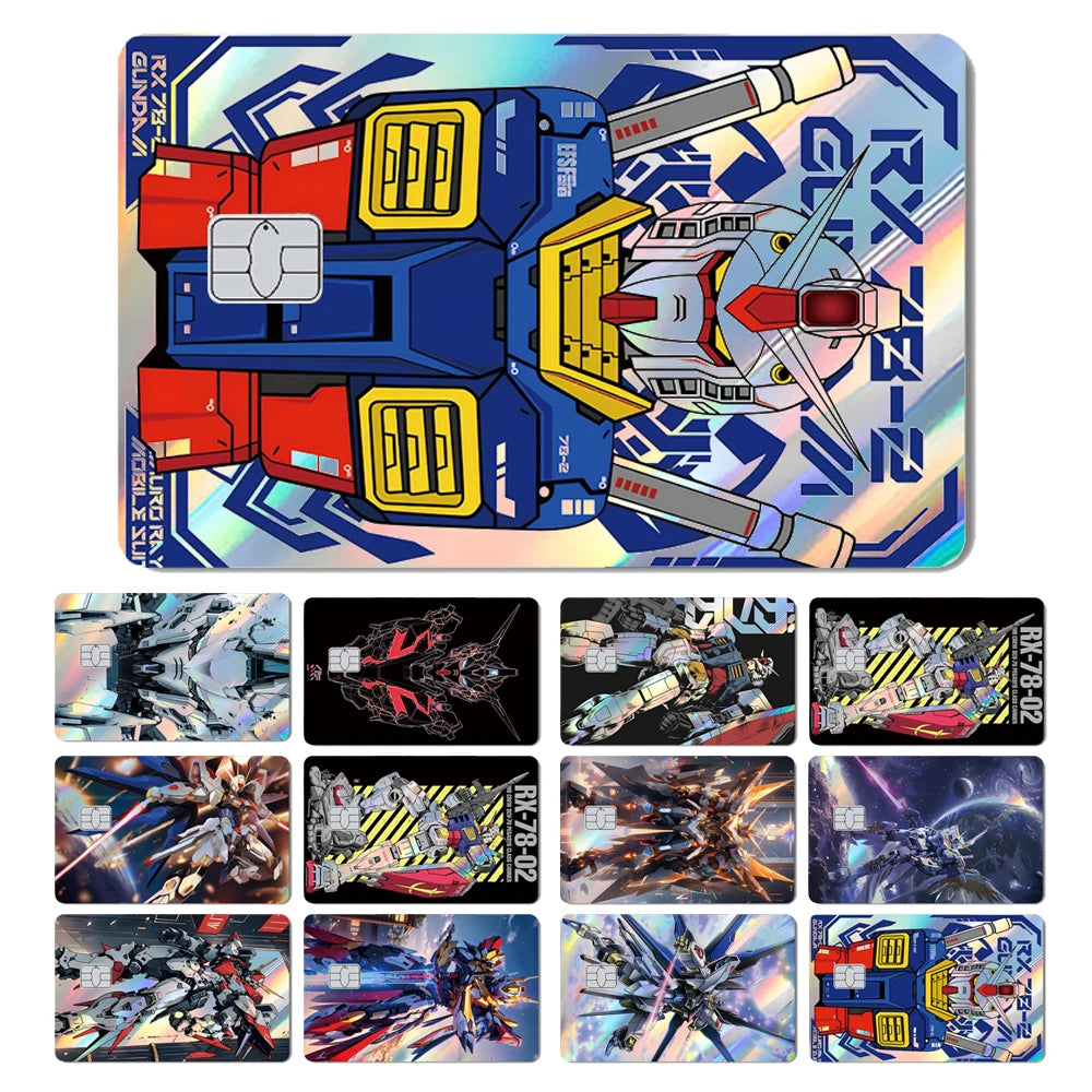 Holographic Robot and Shark Card Stickers - Laser Skin Film Decals for Debit, Credit, and Bank Cards
