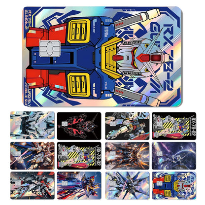 Holographic Robot and Shark Card Stickers - Laser Skin Film Decals for Debit, Credit, and Bank Cards