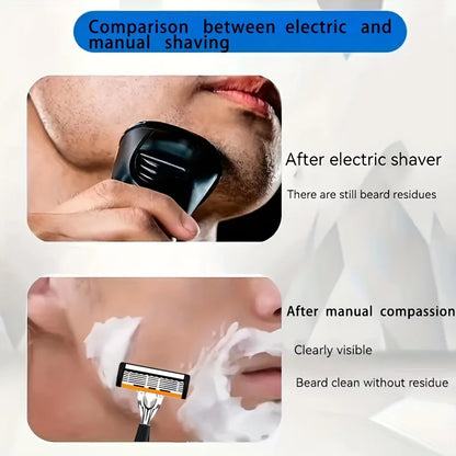 Men’s 6-Layer Safety Razor Set – High-Quality Sharp Stainless Steel Shaver with Replaceable Blades