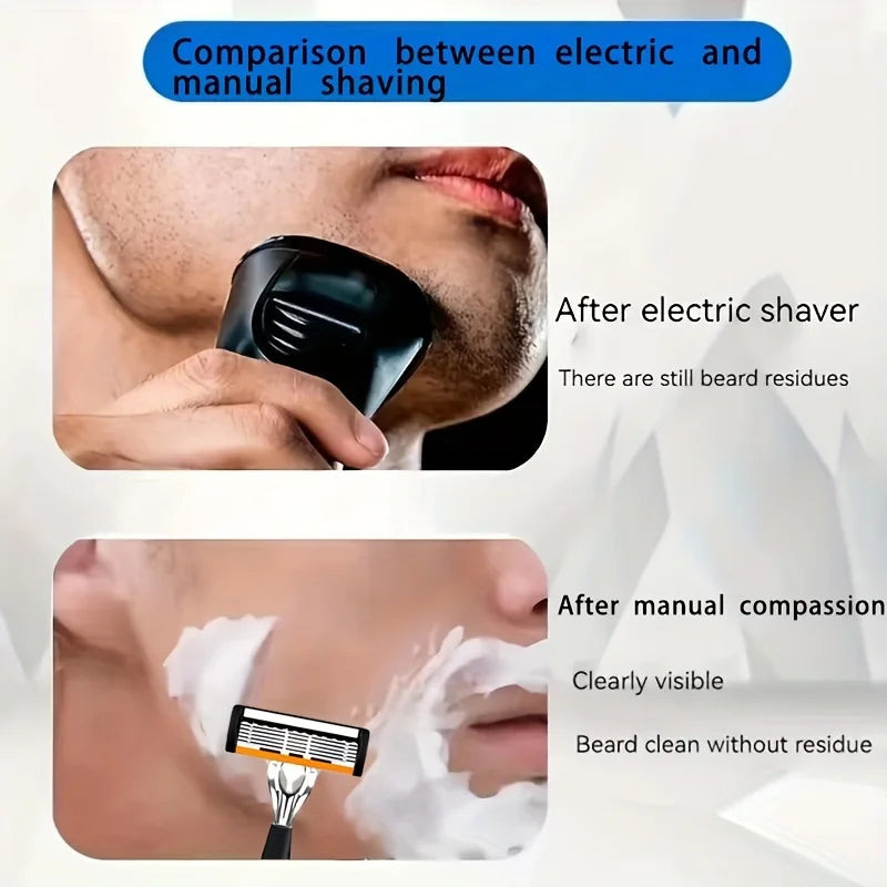 Men’s 6-Layer Safety Razor Set – High-Quality Stainless Steel Shaver with Replaceable Blades