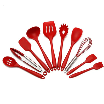 10-Piece Silicone Cookware Set – Kitchen Baking Tools, Spatulas & Scrapers