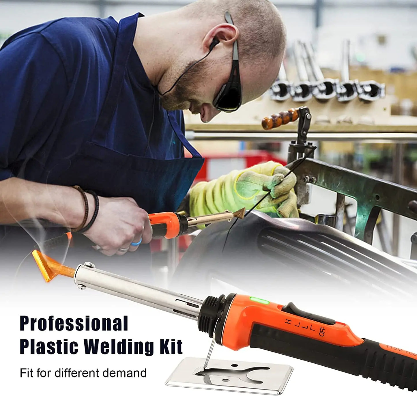 Car Bumper Repair Electric Soldering Iron | Thermal Stapler Leather Ironing Tool | Smoothing Tool with PP Glue Stick | Plastic Repair