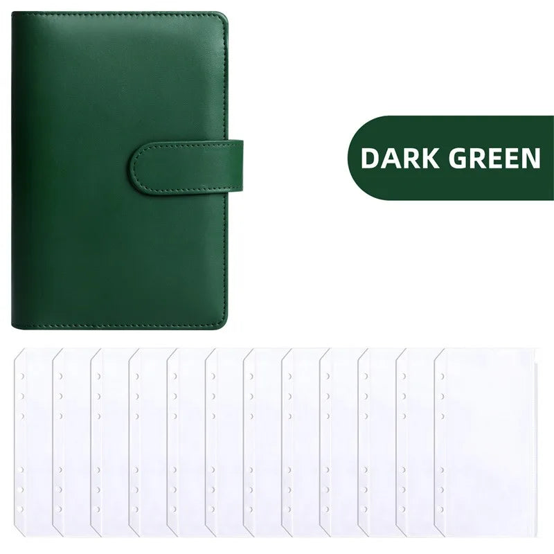 PU Leather Budget Binder with Cash Envelopes – A6 Planner Organizer, Zip Pockets for Saving Money, Small French Budget Pouch