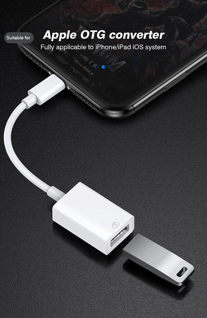 Byscoon USB 3.0 OTG Adapter Cable – Lightning to USB Camera Converter for iPhone 14/13/12/11 Pro Max, XS, XR, 7 & 8 Plus