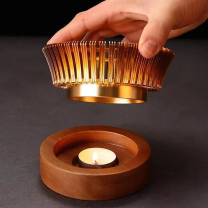 Gold Hollow Aluminum Alloy Teapot Warmer – Candle Base Heater for Coffee, Tea, and Milk Pots
