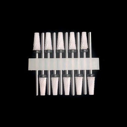 10PCS Ceramic Nail Drill Bits - Rotary Milling Cutters for Gel Polish Removal & Nail Grinding Machine Accessories
