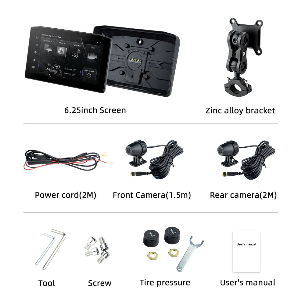EKIY 6.25" Portable Digital Dashboard with Wireless CarPlay & Android Auto GPS Navigation - Anti-Theft Removable Screen for Motorcycle   2/2
