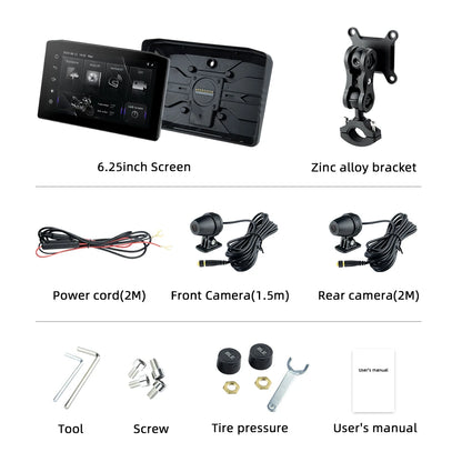 EKIY 6.25" Portable Digital Dashboard with Wireless CarPlay & Android Auto GPS Navigation - Anti-Theft Removable Screen for Motorcycle   2/2