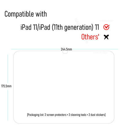 2-Pack iPad 11" Tempered Glass Screen Protector – Anti-Scratch HD Film for iPad 2025 11th Gen A16