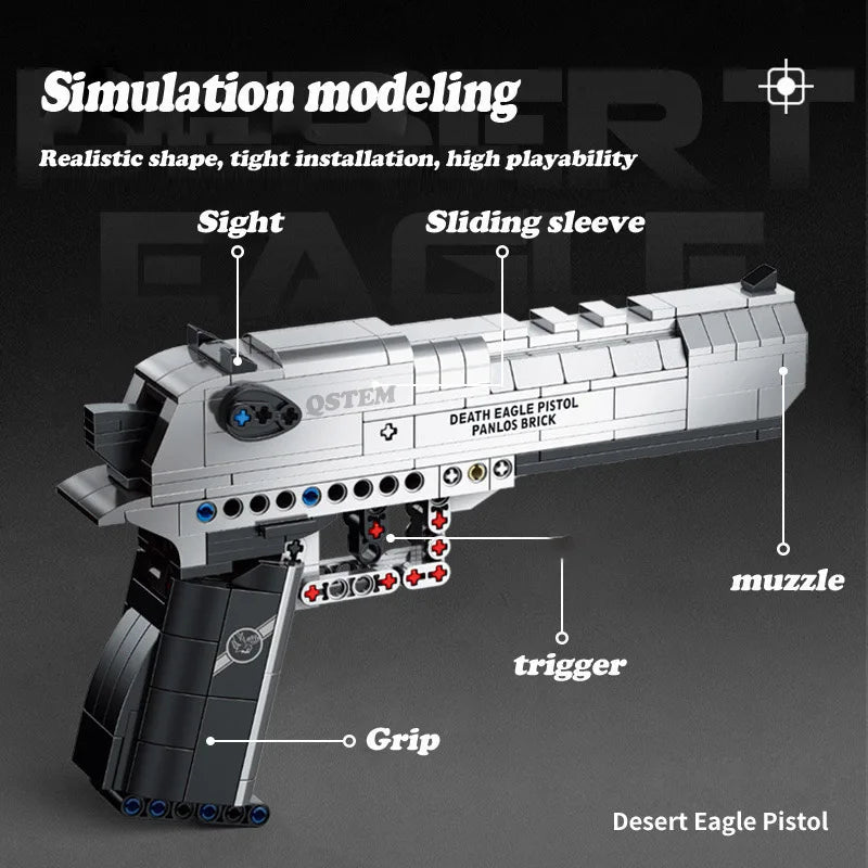 G18 Desert Eagle M1911 Pistol Gun Model – Military Series Building Blocks Toys for Kids and Boys