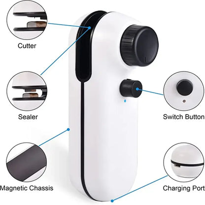 2-in-1 Mini Heat Sealer: Rechargeable Bag and Snack Sealer Clip - Handheld USB Plastic Package Sealer
