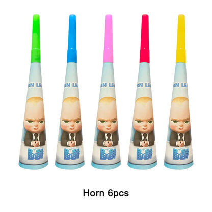 Cartoon Boss Baby Birthday Party Set - Disposable Tableware, Backdrop & Balloons for Kids Baby Shower Decor
