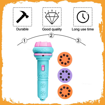 Kids Projector Flashlight Toy - 10 Cards 80 Cartoon Patterns Educational Bedtime Gift for Toddlers