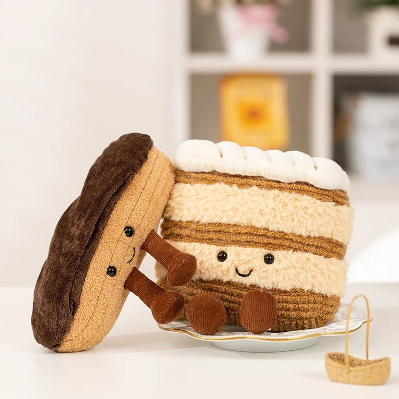 Cute Dessert Plush Toys – Soft Cake, Waffle, Pancake, Macaron, Éclair Stuffed Dolls for Kids Gift & Home Decor
