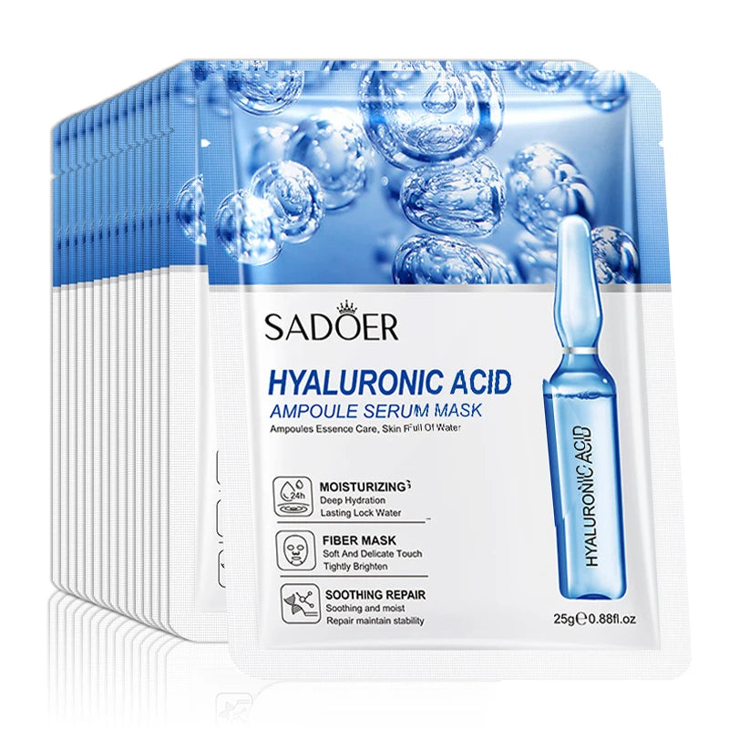 10pcs SAODER Hyaluronic Acid Face Masks – Hydrating, Moisturizing & Firming Skincare