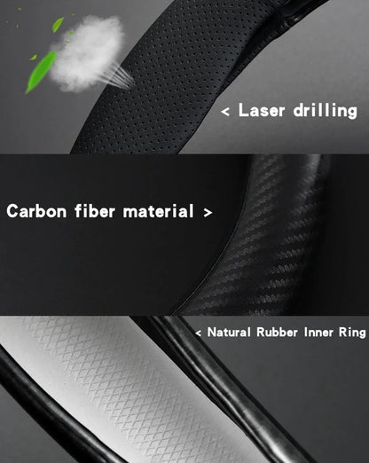 Universal Car Steering Wheel Cover — Carbon Fiber Leather, 3D Anti-Slip, Simple & Stylish Car Accessory