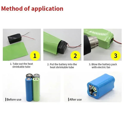 18650 Battery PVC Heat Shrink Tube - Clear Insulation Wrap Protective Film Sleeve for Lithium Battery Pack Cable Protection