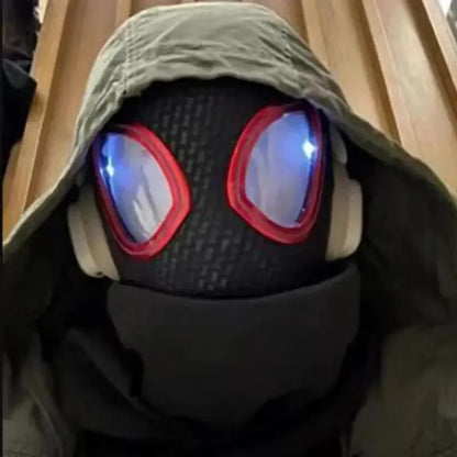 Miles Spider-Man 1:1 Electronic Mask - Moving Glowing Eyes with Ring Control for Cosplay & Collectors