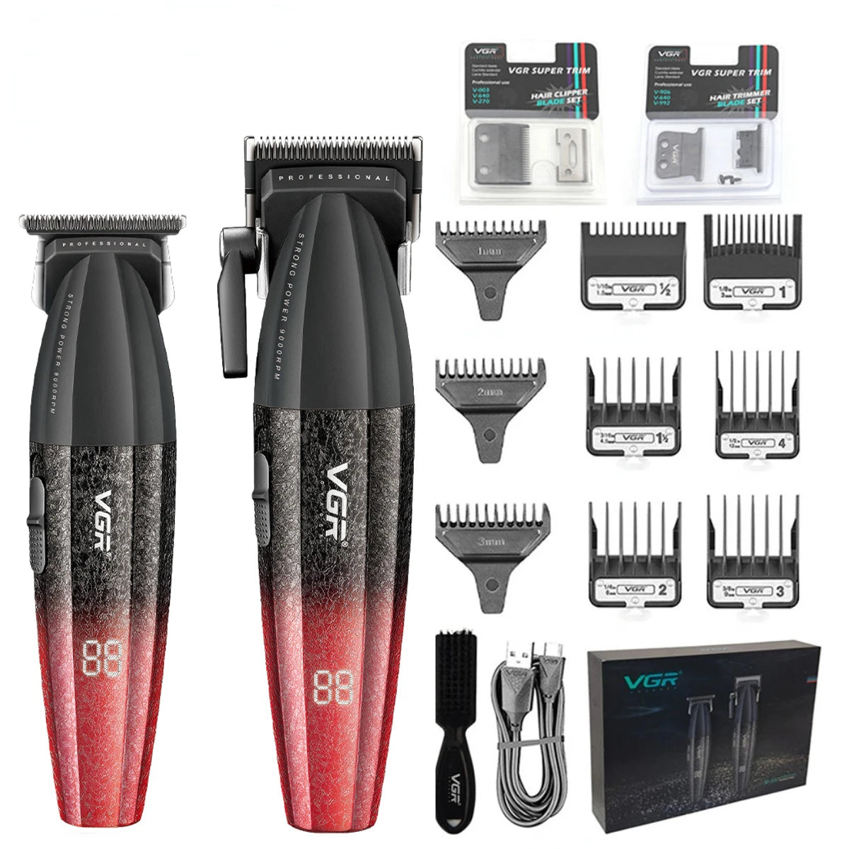 VGR Professional Hair Clipper V-640 S3 — 9000RPM Hair Cutting Machine & Beard Trimmer for Men