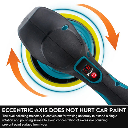 Gisam 8-Gear Digital Cordless Car Polisher — Electric Auto Waxing & Polishing Machine Compatible with Makita 18V Battery