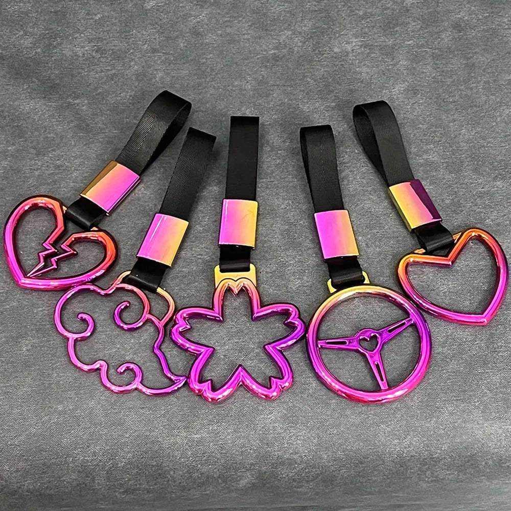 Colorful Ring Flower Heart JDM RACING Train Bus Handle Hand Strap: Styling Drift Charm Strap - Drift Car Warning Car Tow Strap