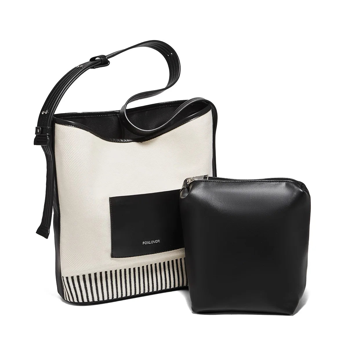 FOXER Lady Fashion PU Shoulder Bag – Large Capacity Top Handbag, Office Commuter Bag, Vegan Leather Female Composite Bucket