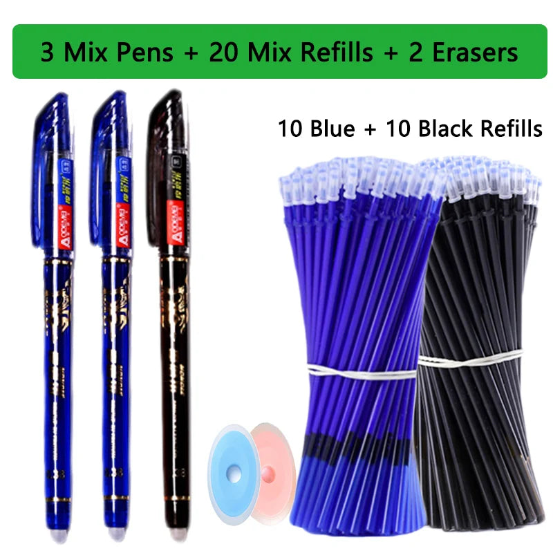 Kawaii Erasable Gel Pens 25-Piece Set - Cute School and Office Writing Pens for Notebooks and Stationery