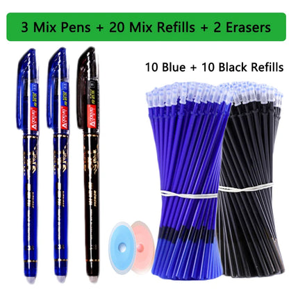 Kawaii Erasable Gel Pens 25-Piece Set - Cute School and Office Writing Pens for Notebooks and Stationery