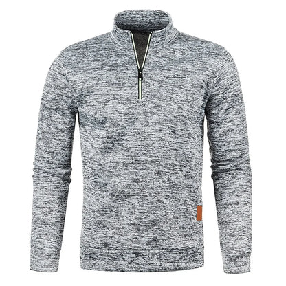 Men's Thicker Half-Zip Pullover Sweatshirt - Solid Color Turtleneck Hoodie for Autumn, Casual Men's Sweater