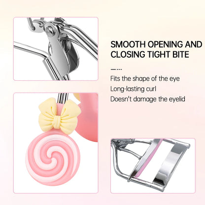 Lollipop Handle Eyelash Curler - Replaceable Adhesive Tape Lash Tool for Beginners and Easy Eye Makeup Application