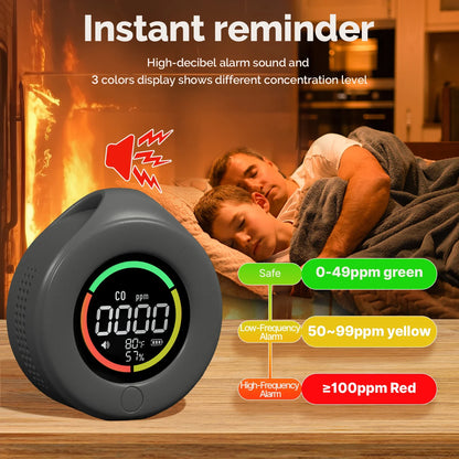 MOES Mini 3-in-1 Carbon Monoxide Detector - Portable CO, Temperature & Humidity Monitor with Magnetic Mount and Rechargeable Battery