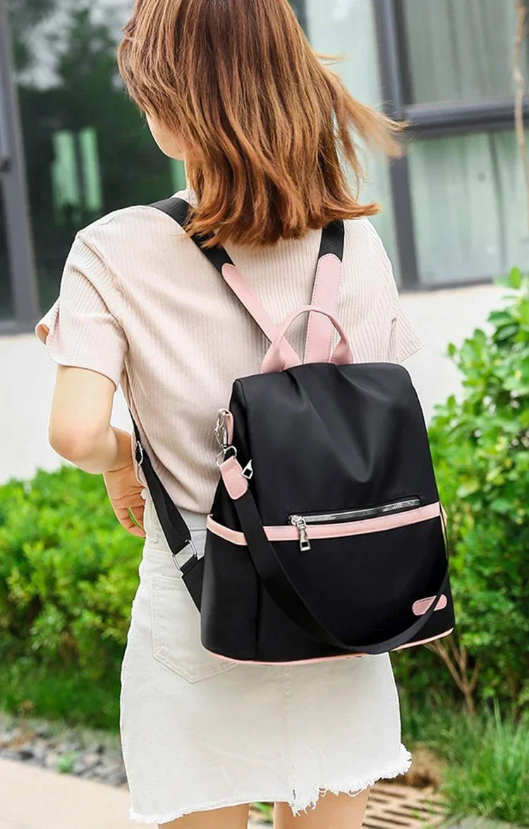 Oxford Fabric Large Capacity Backpack - Multi-Layer Storage, Solid Color Fashion Backpack for Women