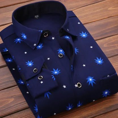 Men's Winter Plaid Flannel Shirt - Thick Fleece-Lined Long Sleeve Warm Casual Dress Shirt