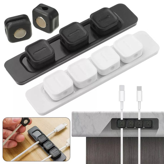 Silicone Magnetic Cable Organizer - Self-Adhesive DIY USB Holder for Flexible Desktop Cable Management