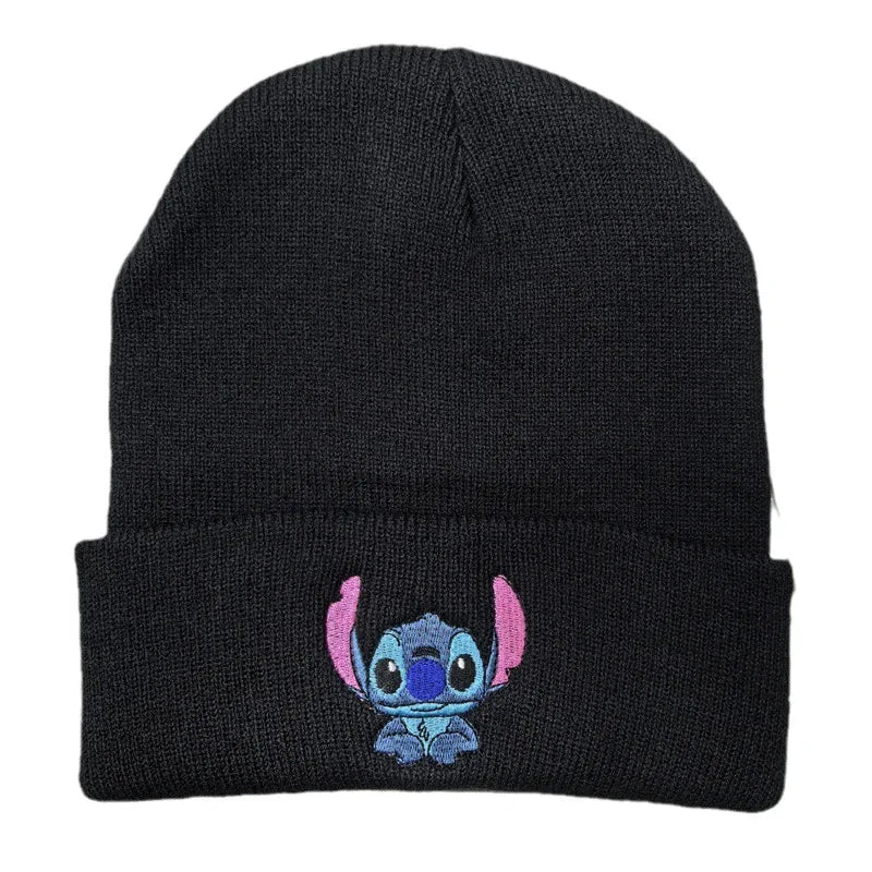 Cartoon Embroidered Knit Beanie Hat – Cute Unisex Stretchy Thermal Cap for Adults & Kids, Perfect Christmas Gift