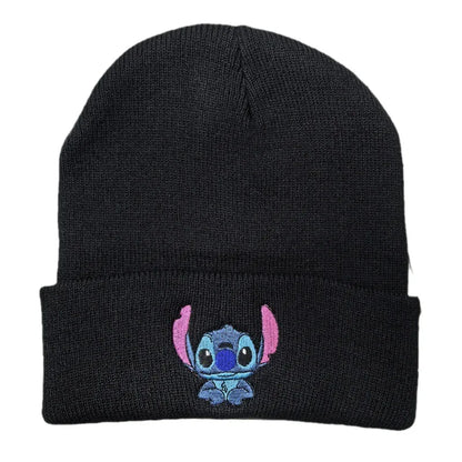 Cartoon Embroidered Knit Beanie Hat – Cute Unisex Stretchy Thermal Cap for Adults & Kids, Perfect Christmas Gift