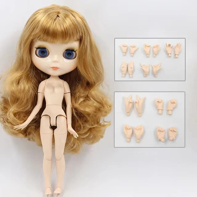 ICY DBS Blythe 1/6 BJD Doll - 30cm Jointed Body with White Skin & Shiny/Matte Face