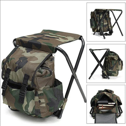 Backpack Cooling Chair – Folding Seat Stool with Mountaineering Bag, Lightweight Outdoor Equipment for Camping, Hiking & Traveling