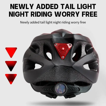 Adult Bike Helmet with LED Tail Light – Lightweight & Breathable Cycling Helmet (58-62cm), Colorful Bicycle Accessory